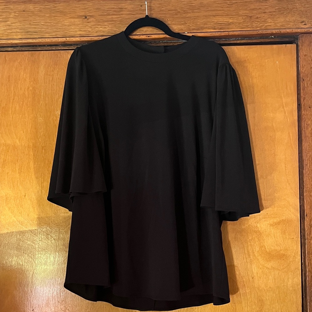 Universal Standard Black Crepe Capelet Blouse
